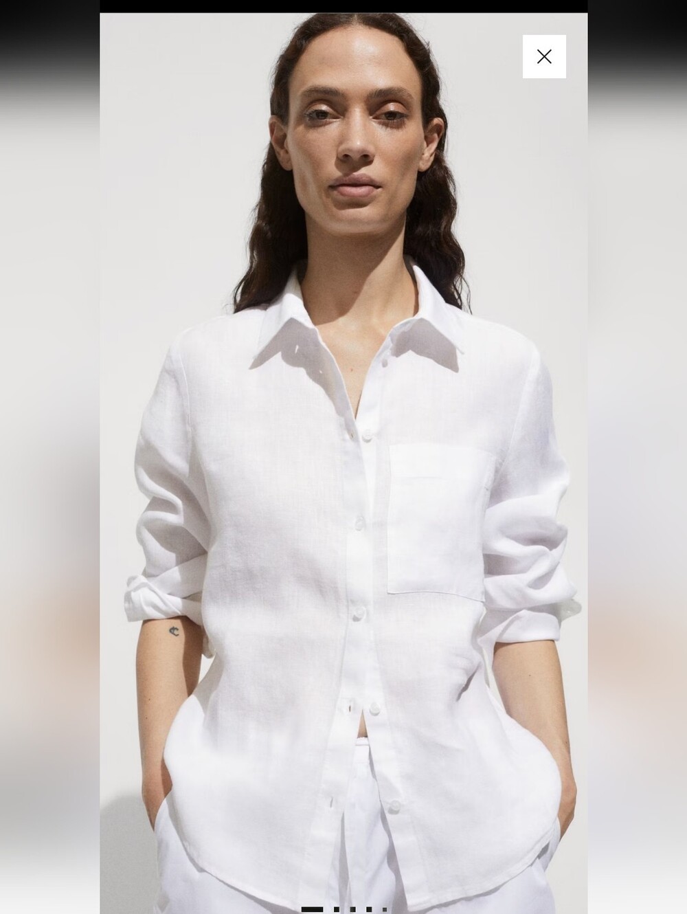Mango Classic White Linen Button-Down Shirt NWT Minimalist Elevated Basic Summer